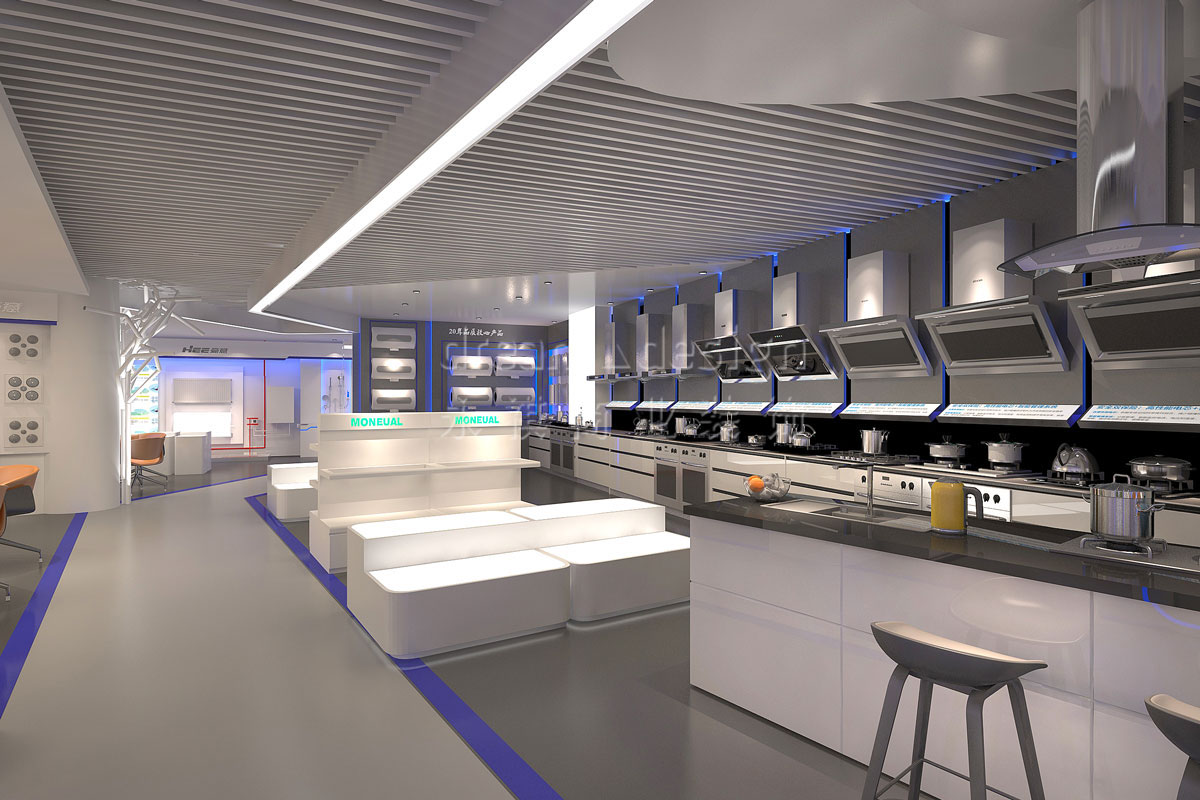 長沙展廳門面設(shè)計案例_長沙電器展廳裝修_長沙展廳設(shè)計效果圖_永祺商業(yè)裝飾